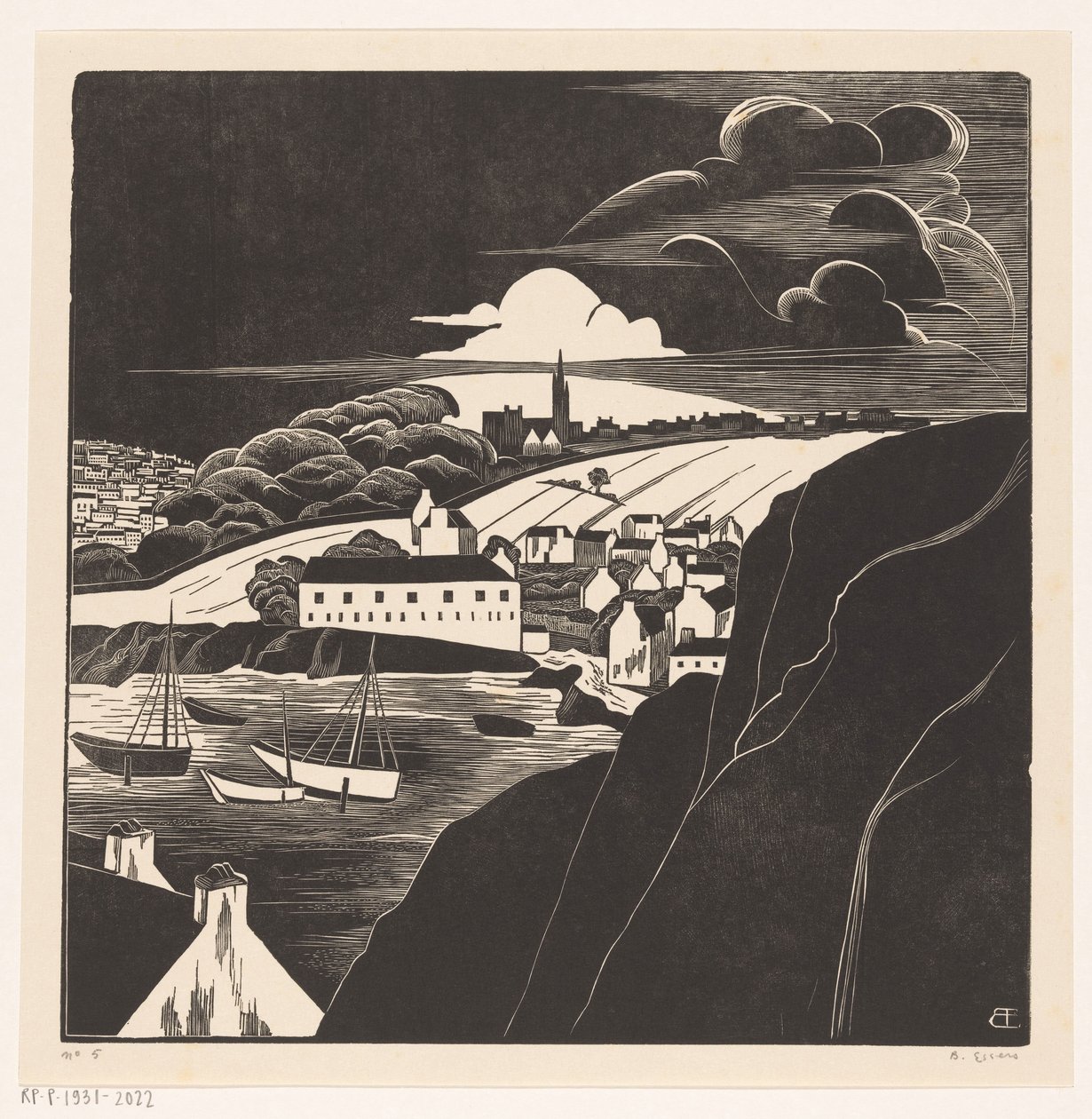 Havn ved lavvann (original tittel på objekt) av Bernard Essers (signed by artist)