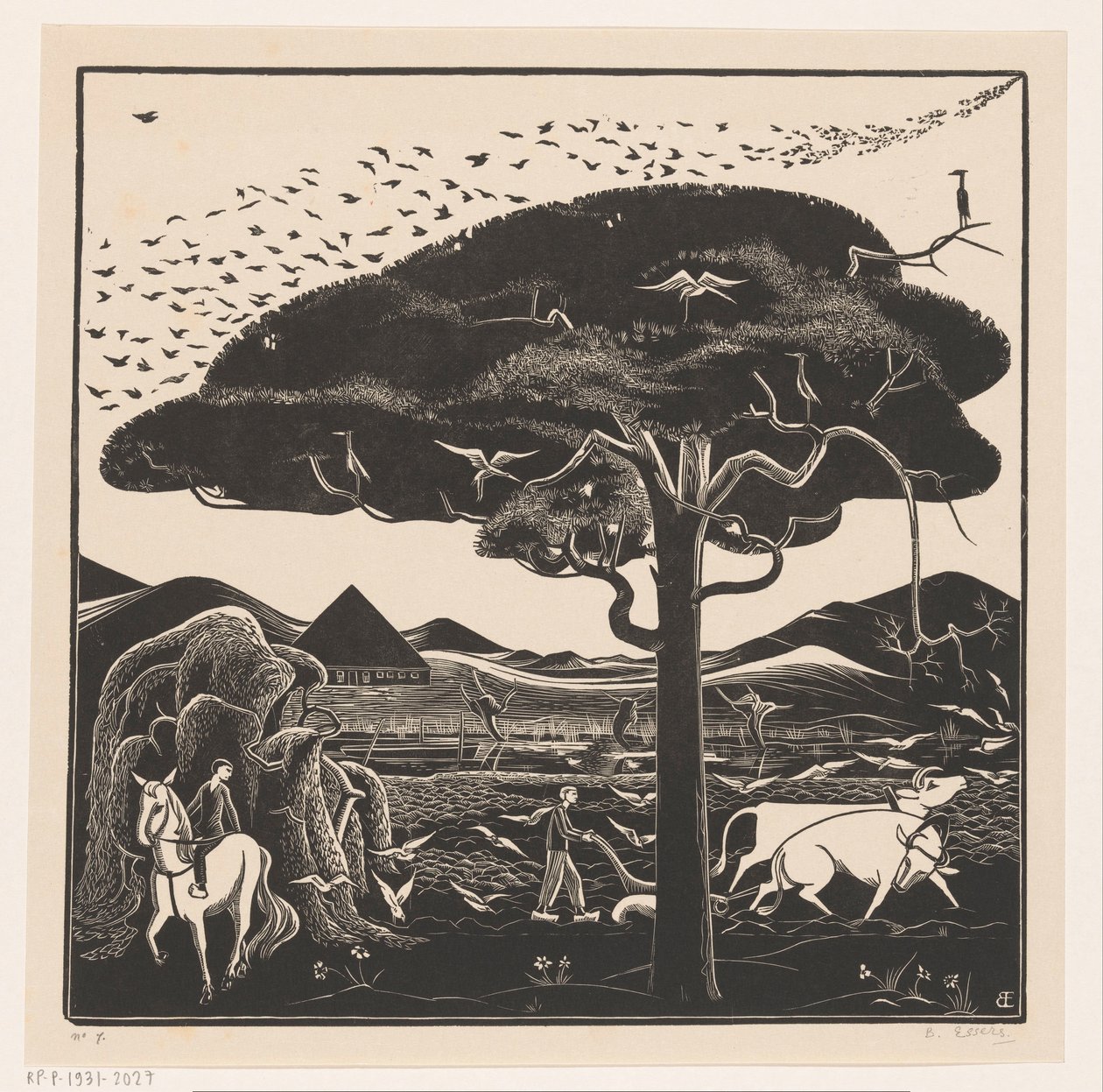 Pløye okser av Bernard Essers (signed by artist)