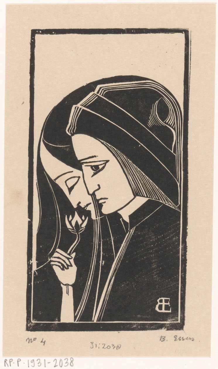 Portrett av Dante Alighieri og Beatrice Portinari av Bernard Essers (signed by artist)
