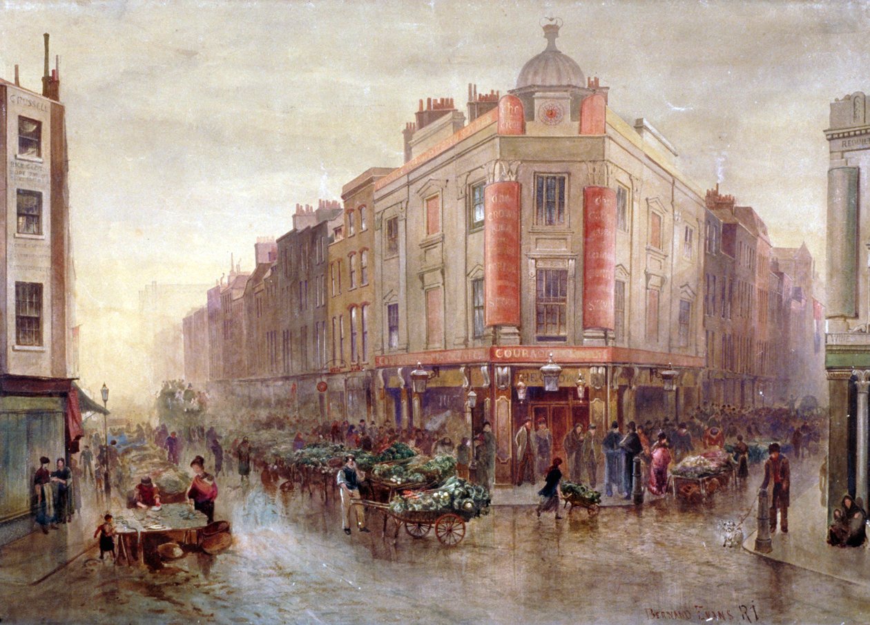 Marked på en søndag morgen på Seven Dials, Holborn, London, 1878. av Bernard Evans