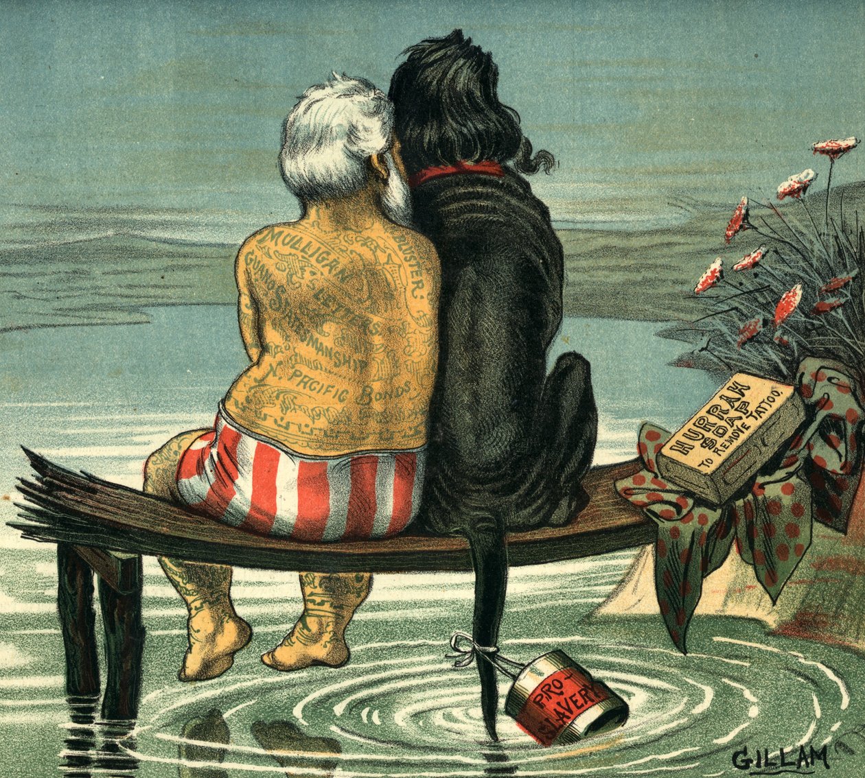 Me and Jack publisert i Puck Magazine 1884, (fargekromolitografi) av Bernard Gillam
