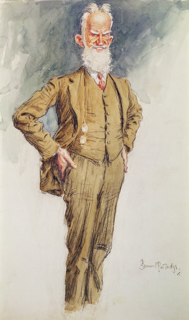 Portrett av George Bernard Shaw, ca. 1925 (akvarell på papir) av Bernard John Partridge