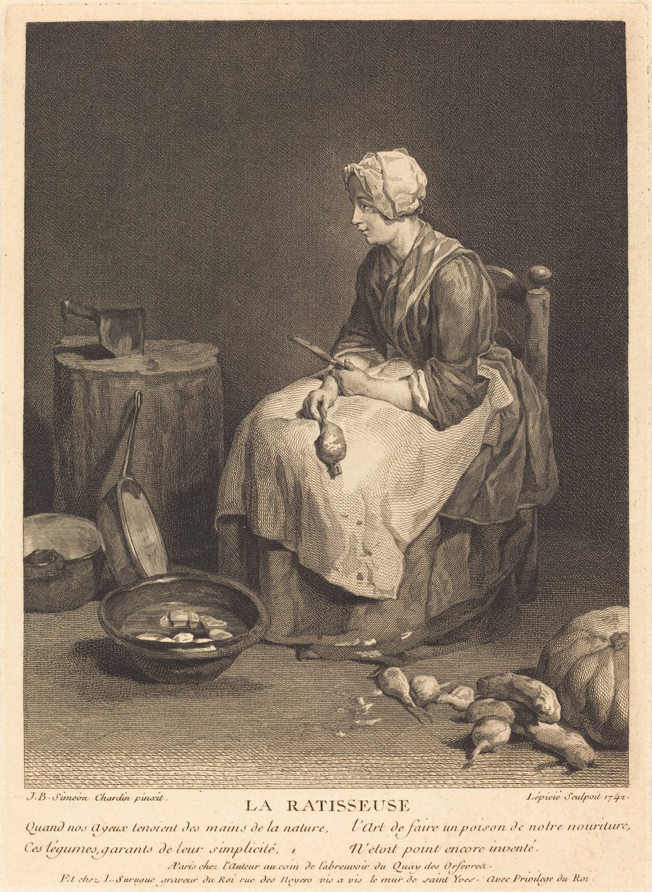 Raken av Bernard Lépicié after Jean Siméon Chardin