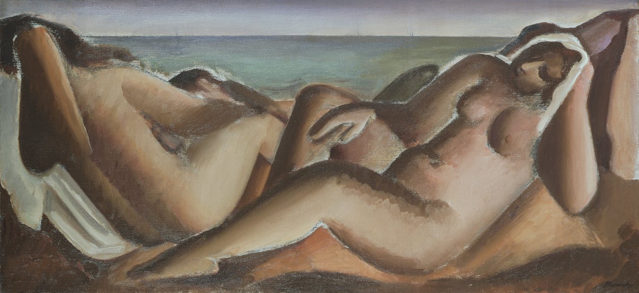 Bathers Resting, ca. 1936 (olje på lerret) av Bernard Meninsky