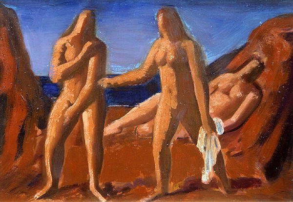 Gruppe av badende (olje om bord) av Bernard Meninsky