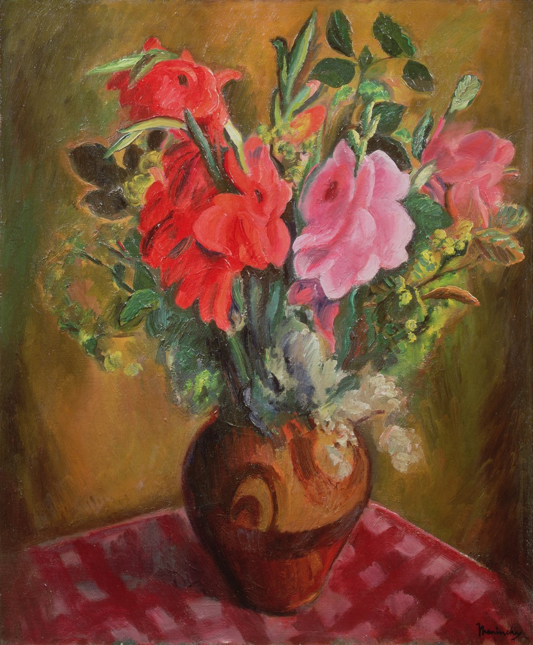 Stilleben med blomster av Bernard Meninsky