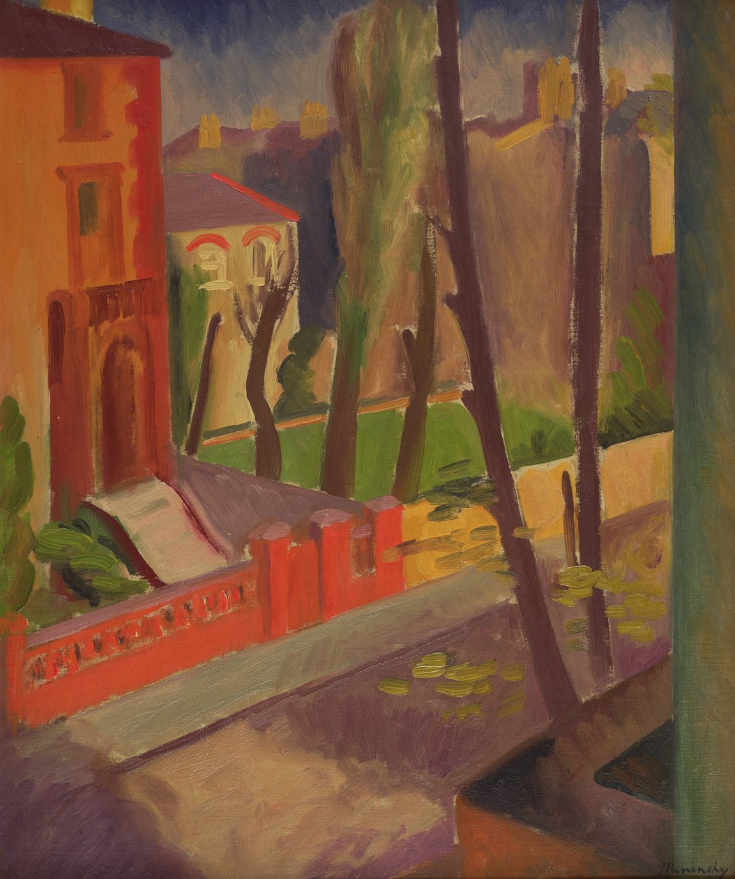 Tree-lined Street (olje på lerret) av Bernard Meninsky