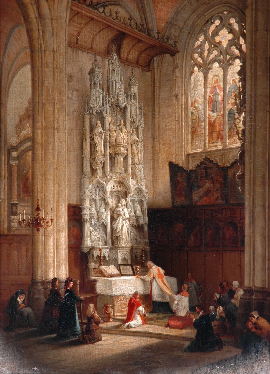 Interiør av kirken St Waudru, Mons av Bernard Neyt