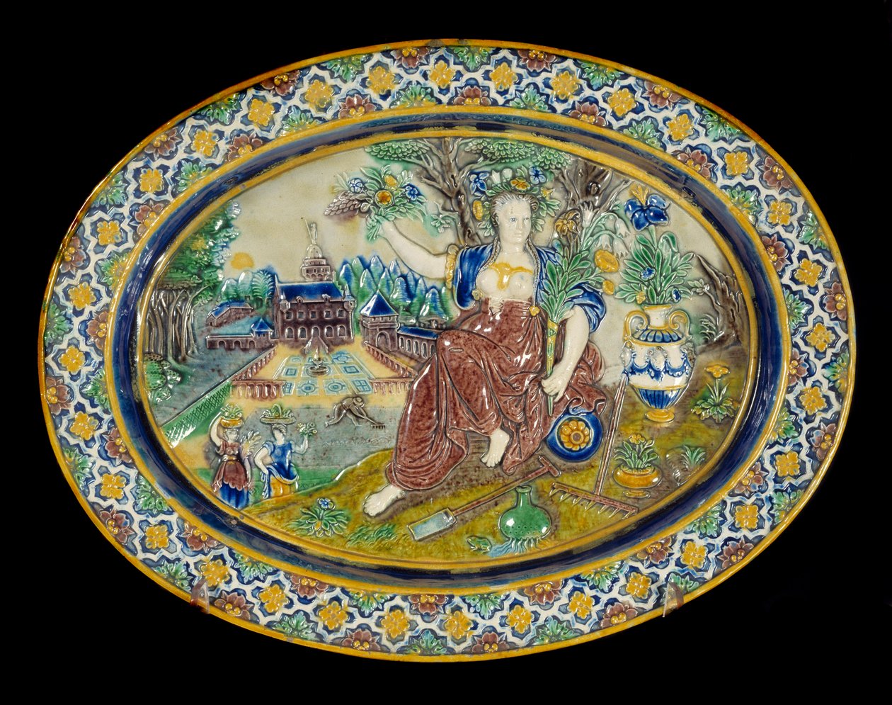 Den vakre keramiske plantekassen i glasert leire av Bernard Palissy (1510-1589) av Bernard Palissy