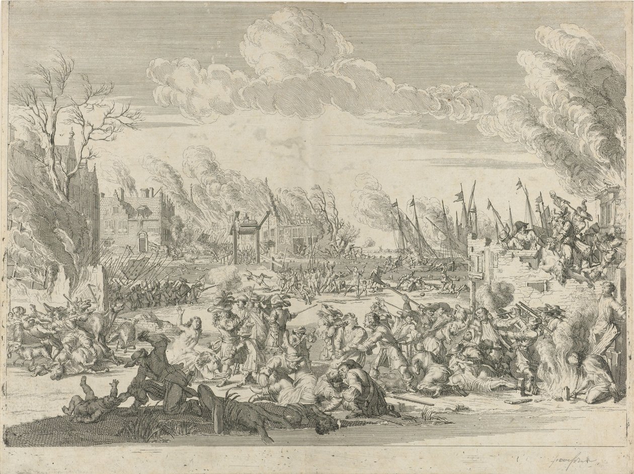 Franske grusomheter i Bodegraven og Zwammerdam, 1672 av Bernard Picart (workshop of)