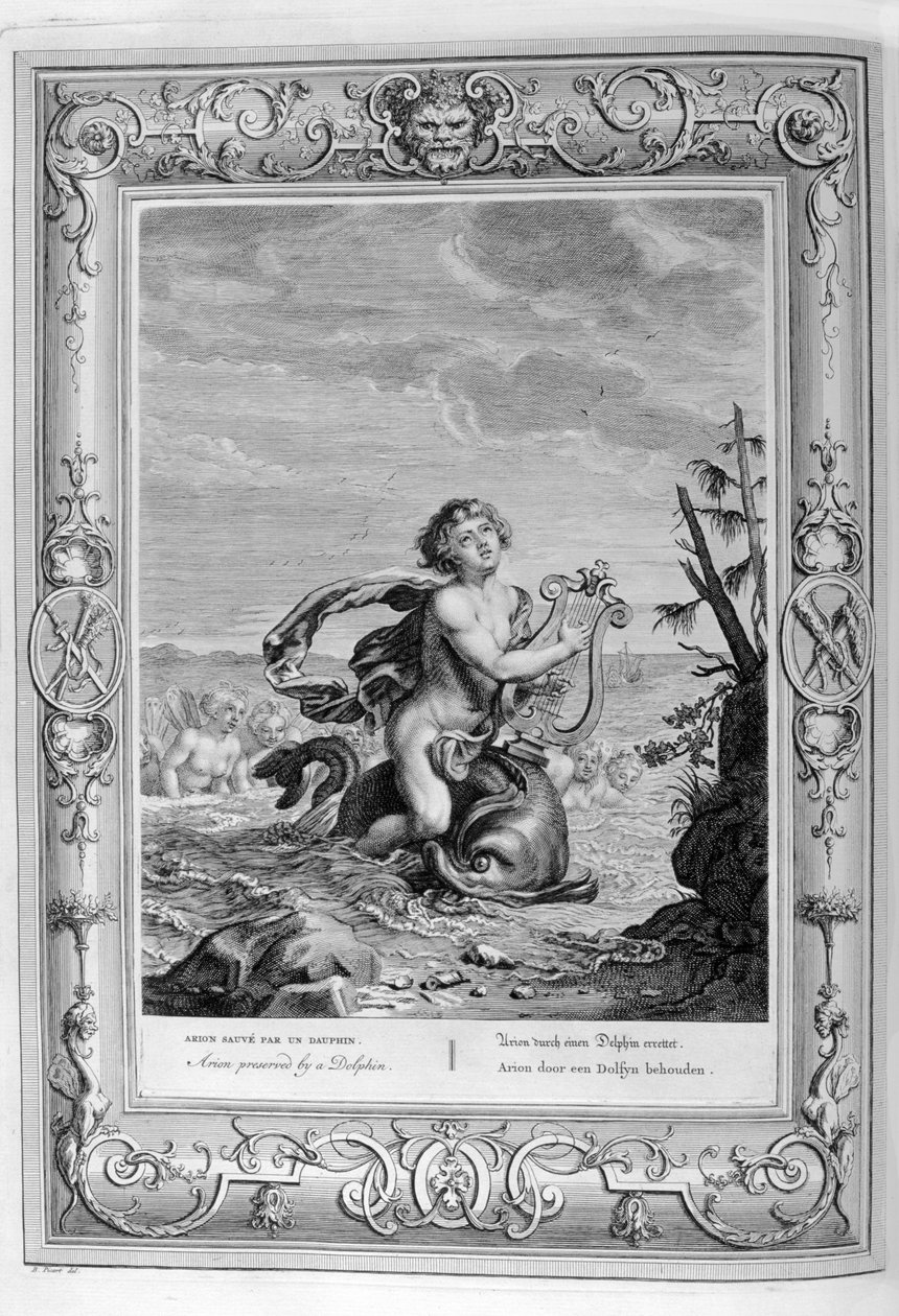 Arion på delfinen (gravering) av Bernard Picart