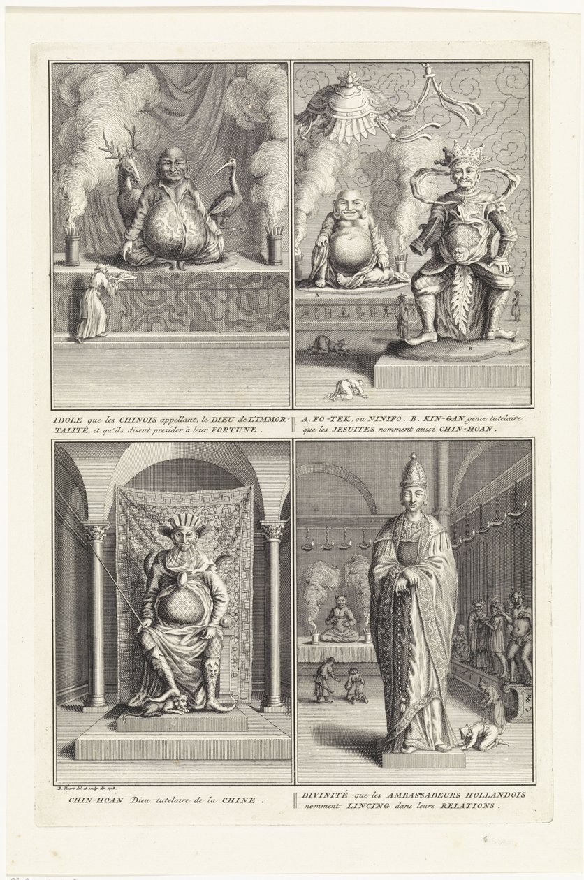 Fire kinesiske guder, 1728 av Bernard Picart