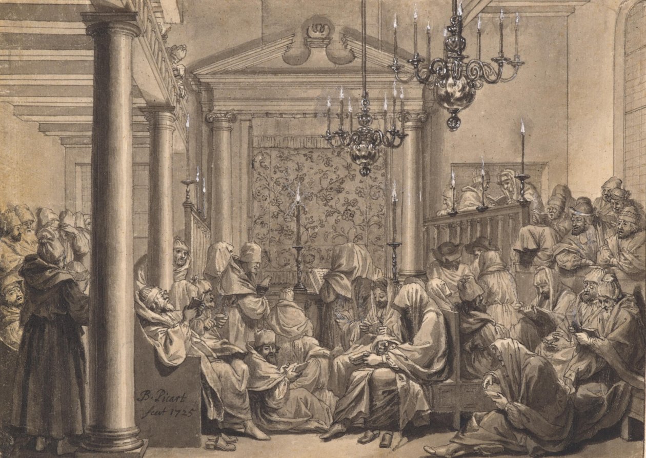 Den store forsoningsdagen i den øvre synagogen i Amsterdam av Bernard Picart