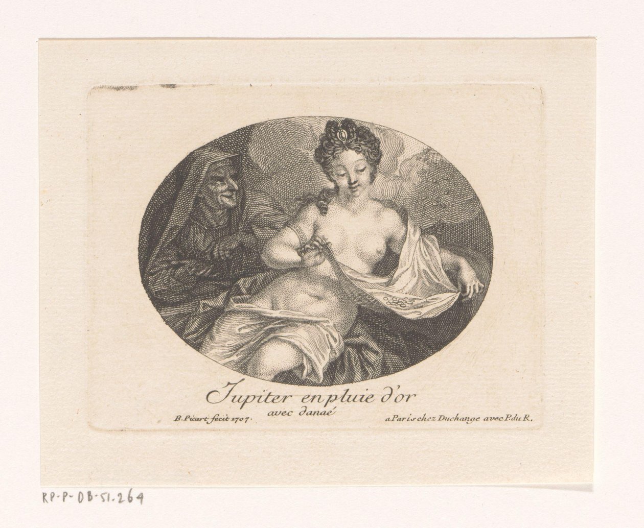 Jupiter i Danae Jupiter i gullregn med danaé (tittel på objekt) av Bernard Picart