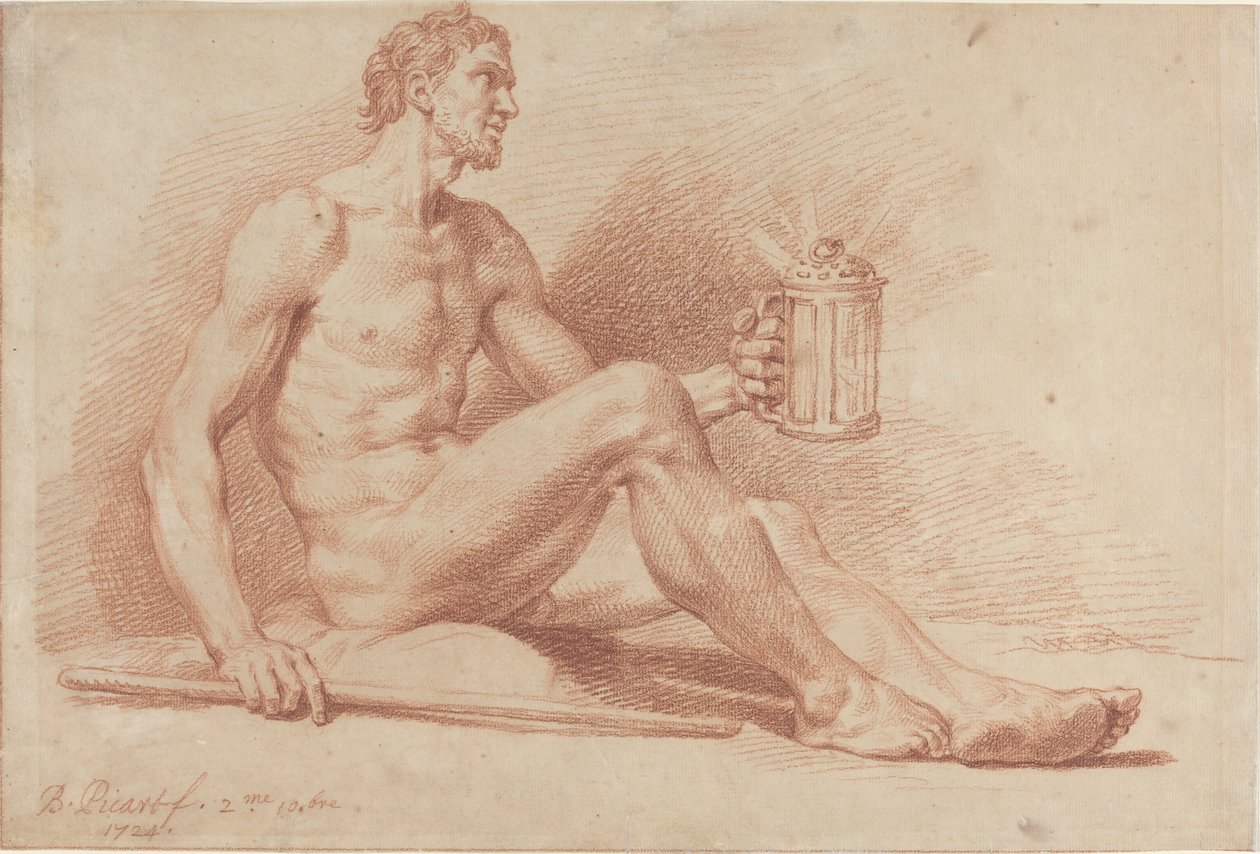 Naken mann med en lampe (Diogenes) av Bernard Picart