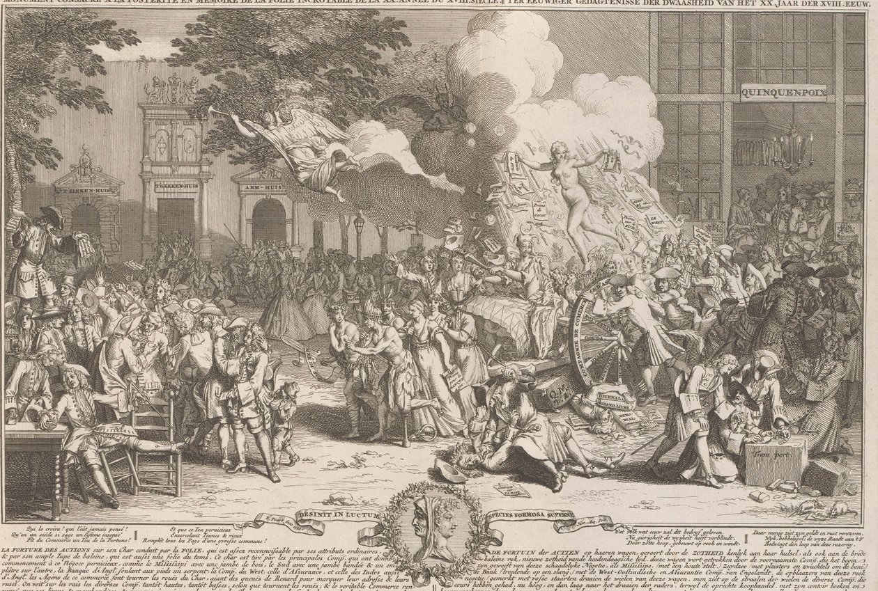 Monument til minne om dårskapen i året 1720 Monument consacré a la posterité og memoire de la foil incroyable de la XX. Anne du XVIII. siecle / Til det evige minnet om dårskapen til XX. år av XVIII. århundre (tittel på objekt) Hu h av Bernard Picart