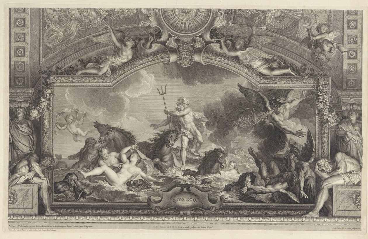 Neptun roer bølgene Quos Ego (tittel på objekt) av Bernard Picart