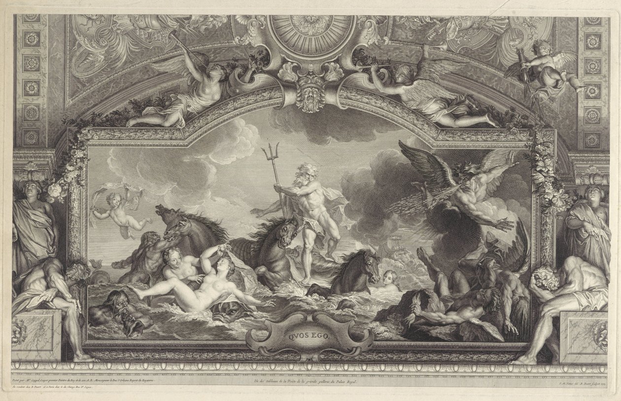 Neptun roer bølgene Quos Ego (tittel på objekt) av Bernard Picart