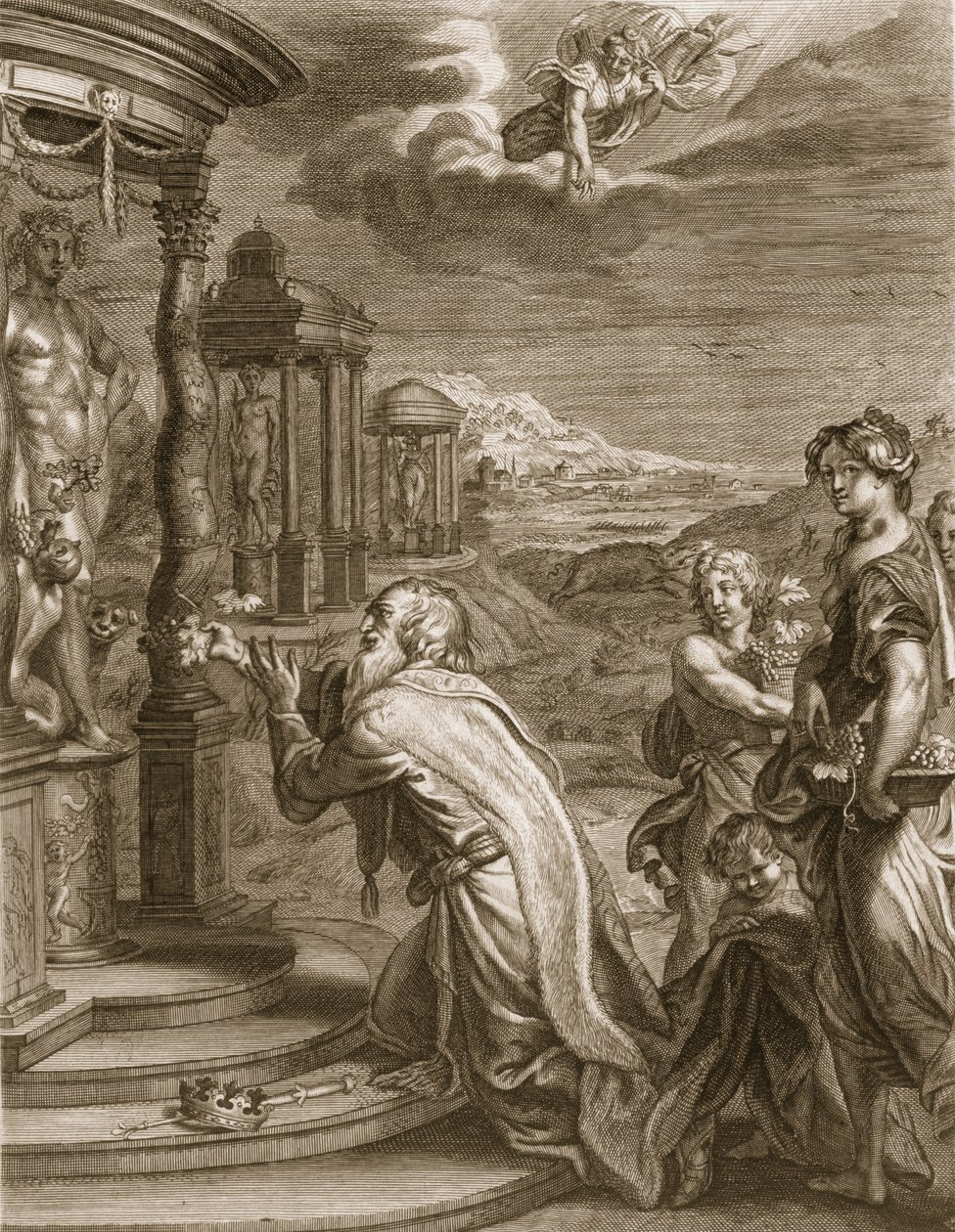 Oeneus, konge av Calydon, etter å ha forsømt Diana i et offer blir straffet for sin ugudelighet, 1731 av Bernard Picart