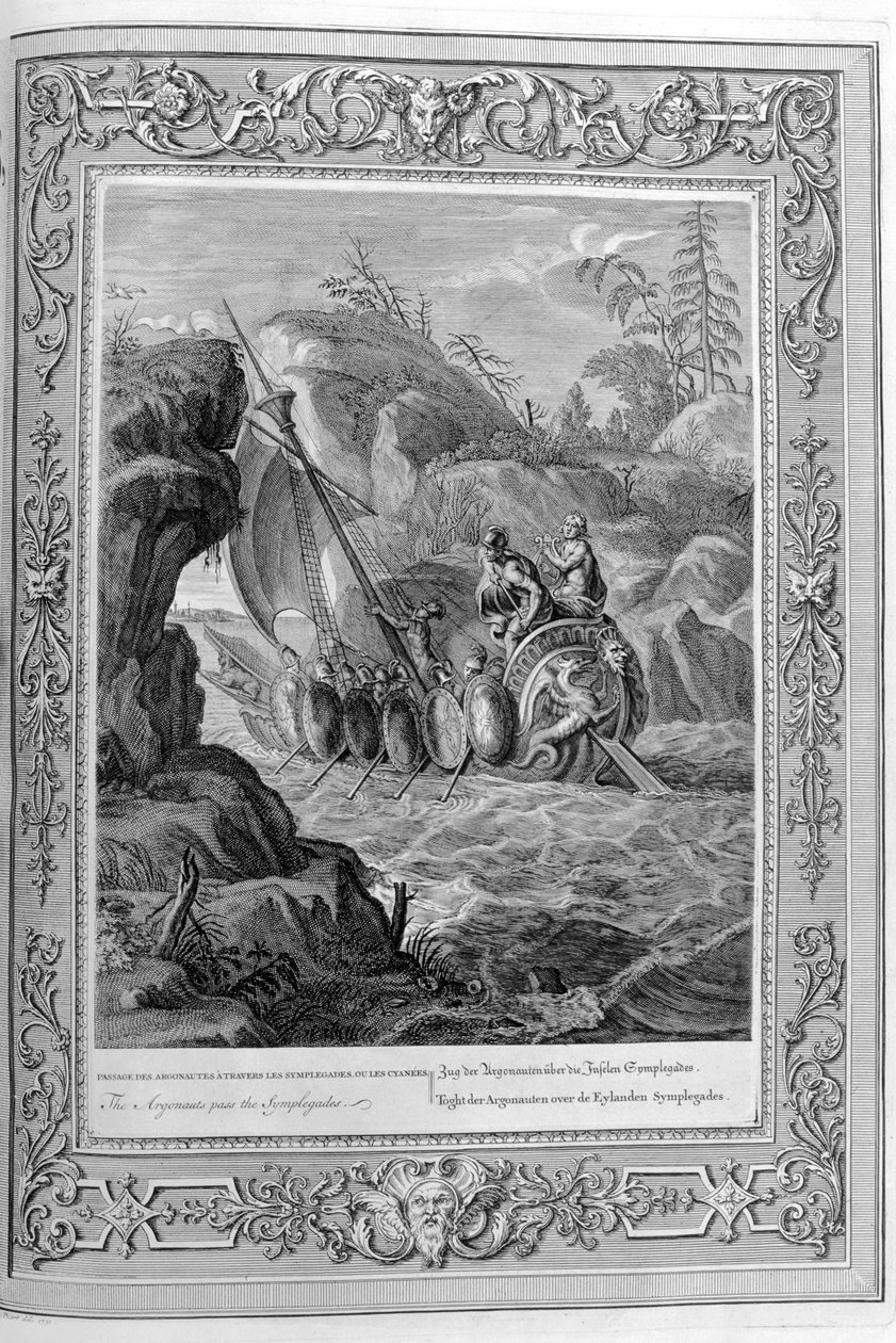 Argonautenes passasje gjennom Symplegades, Hellespont, 1733 av Bernard Picart