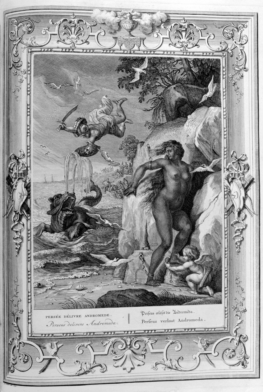 Perseus befrir Andromeda fra sjømonsteret, 1733. av Bernard Picart