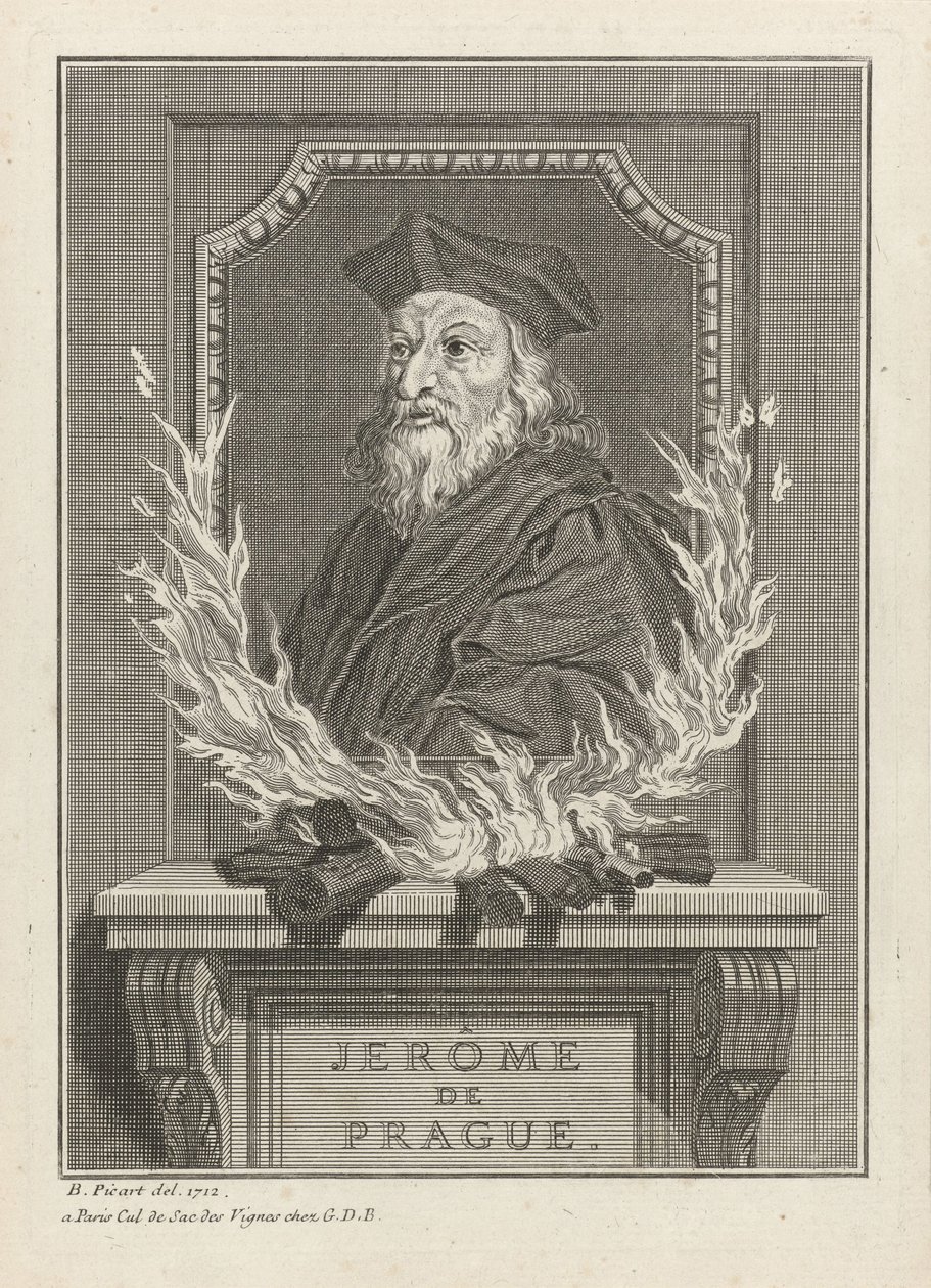 Portrett av Jerome av Praha, 1712 av Bernard Picart