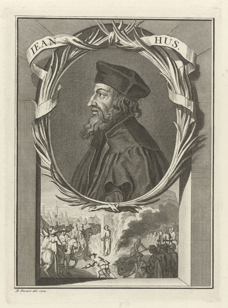 Portrett av John Hus, 1712 av Bernard Picart