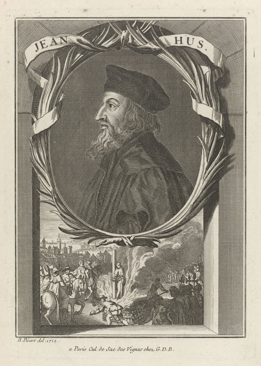 Portrett av John Hus, ca 1720 av Bernard Picart