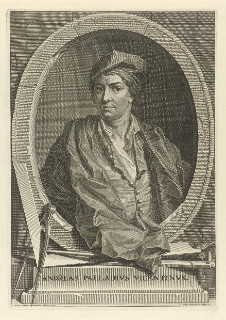 Portrett av arkitekten Andrea Palladio 1508-1580 etter Paolo Veronese, 1716. av Bernard Picart