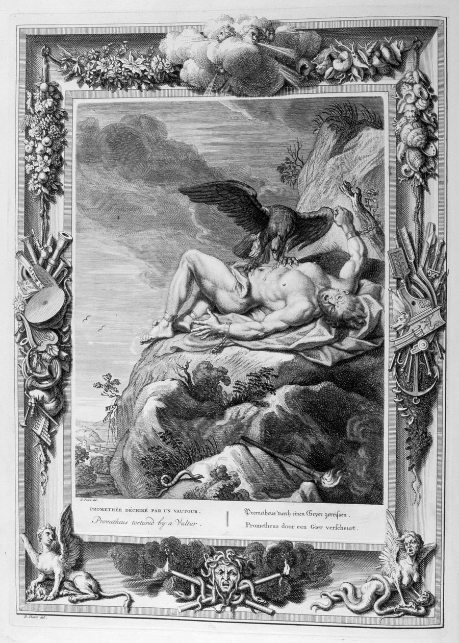 Prometheus fortært av ørnen (gravering) av Bernard Picart