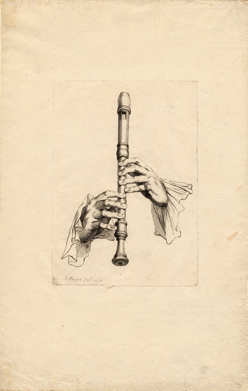 Recorder Players Hands, um 1700 av Bernard Picart