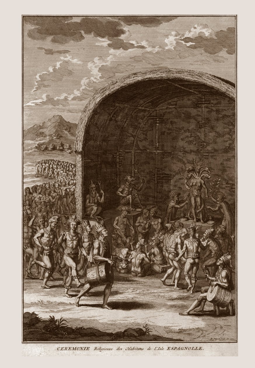 Religiøs seremoni for innbyggerne på Isle of Hispaniola, c1721. av Bernard Picart