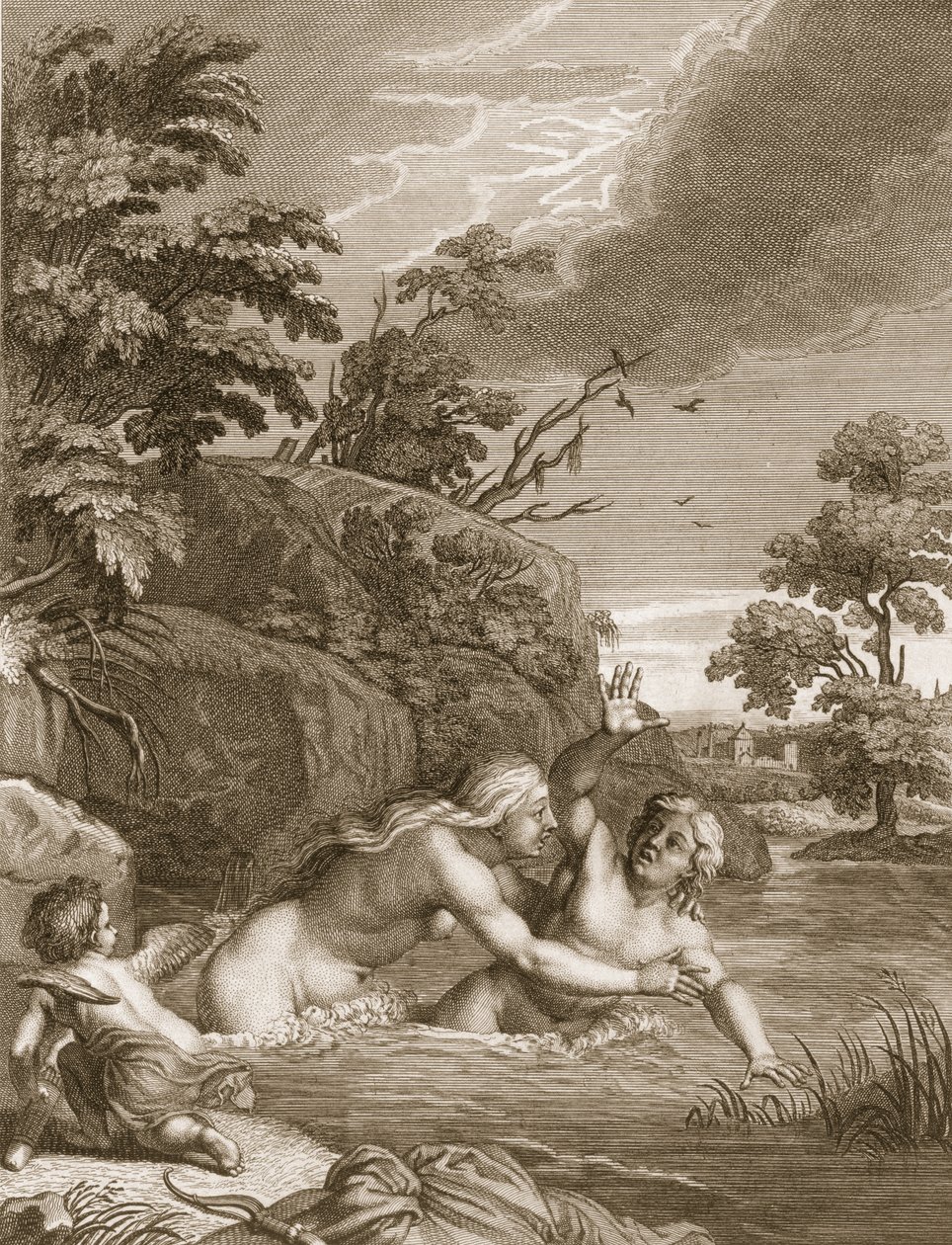 Salmacis and Hemaphroditus United in One Body, 1731 av Bernard Picart