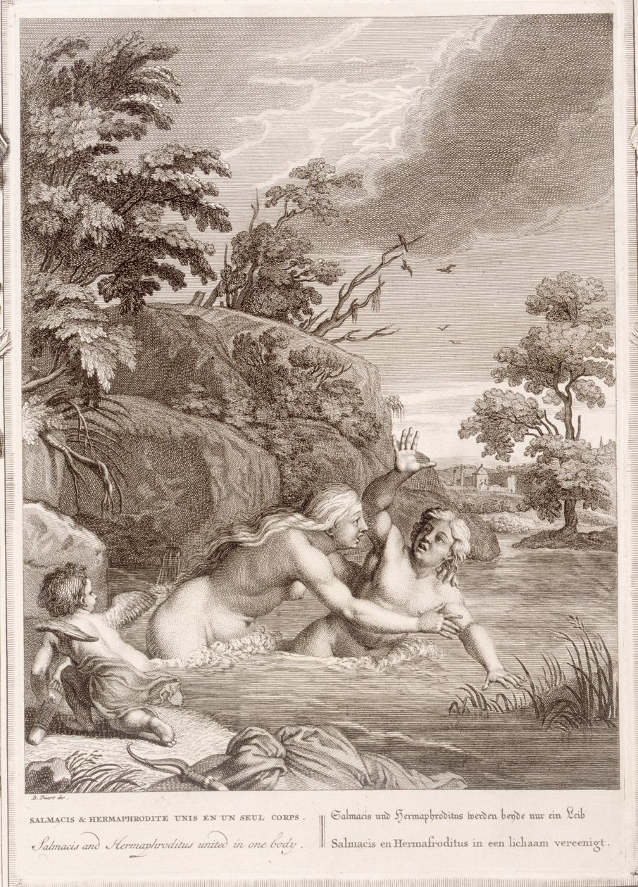 Salmacis and Hemaphroditus United in One Body, 1731 av Bernard Picart