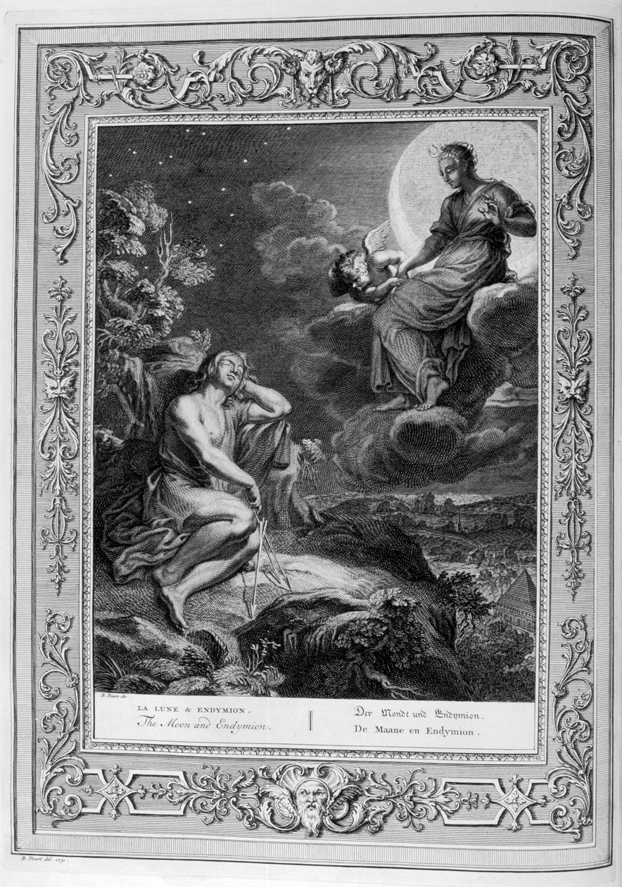 Månen og Endymion, 1733 av Bernard Picart