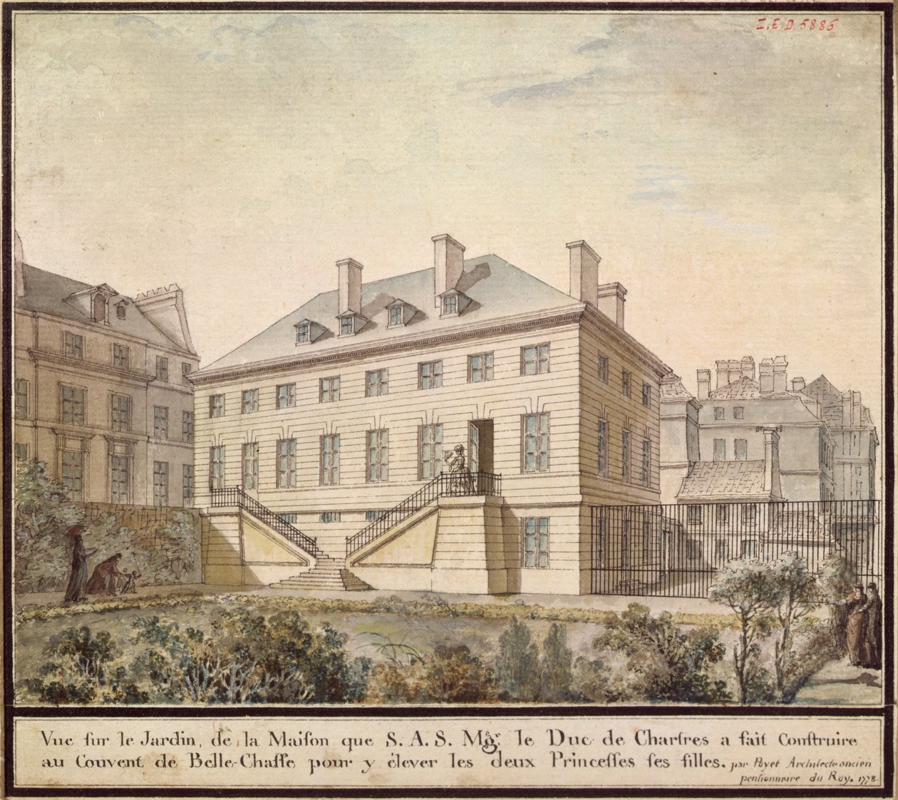 Paviljongen ved Bellechasse, 1778 (wc på papir) av Bernard Poyet