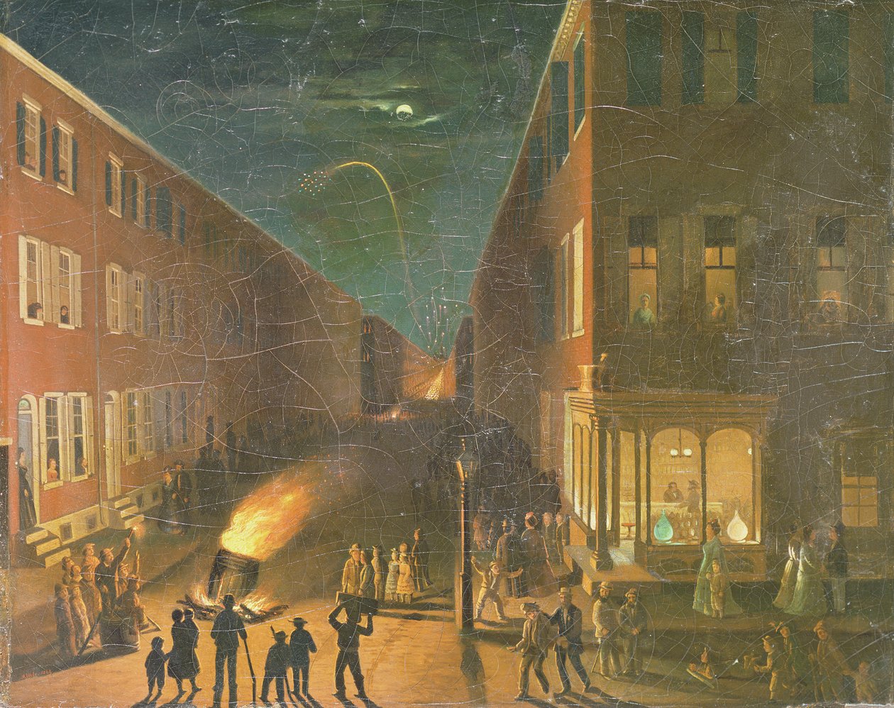 Election Night Bonfire, 1864 av Bernard Uhle