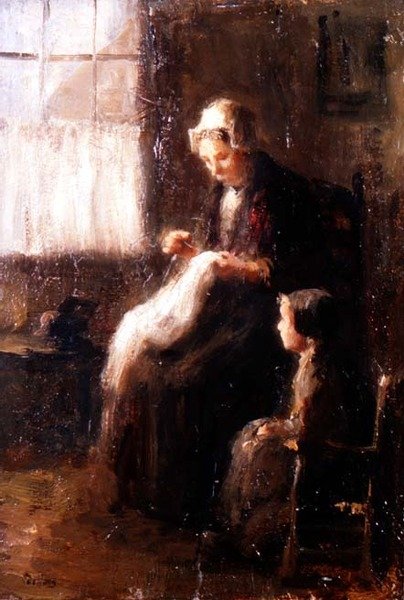 En leksjon fra mor (panel) av Bernard de Hoog