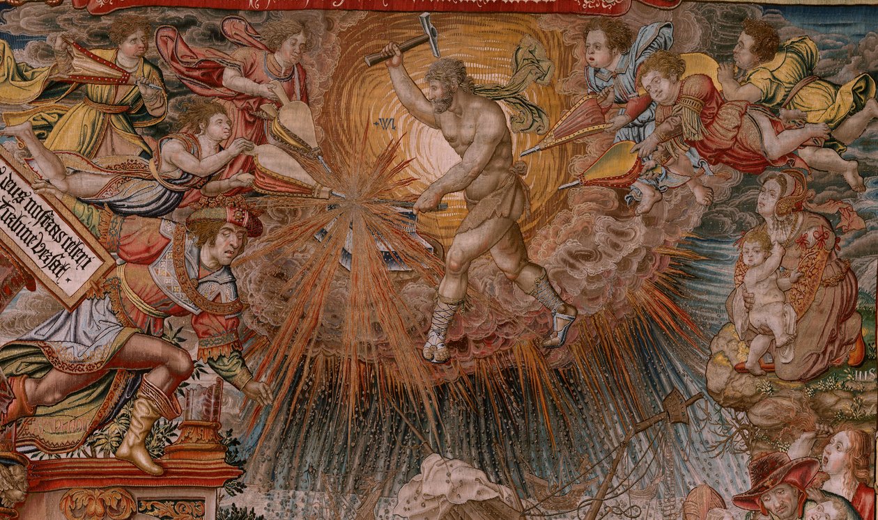 flamsk billedvev. Serien The Honours. Fortune, The Way to the Honours (La Fortuna, Camino de los Honores). Femte billedvev i serien. Modelltegnere fra kretsen til Bernard van Orley og Jan Gossaert de Mabuse. Produksjon Pieter van Aelst, Brusse av Bernard van Orley