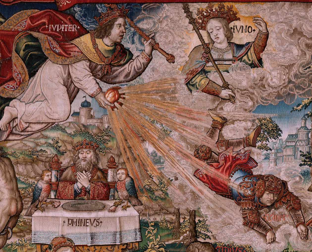 flamsk billedvev. Serien The Honours. Rettferdighet (La Justicia, Los Honores). Niende billedvev i serien. Modelltegnere fra kretsen til Bernard van Orley og Jan Gossaert (Mabuse). Produksjon Pieter van Aelst, Brussel. Ca 1550. Stoff Gull, sølv, av Bernard van Orley