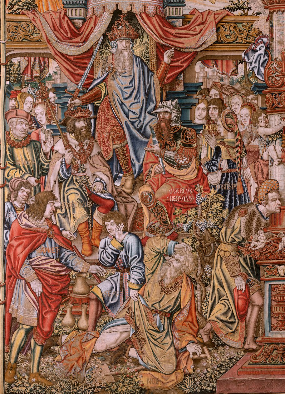 flamsk billedvev. Serien The Honours; Adel (La Nobleza). Fjerde billedvev i serien. Modelltegnere fra kretsen til Bernard van Orley og Jan Gossaert (Mabuse). Produksjon Pieter van Aelst, Brussel. Ca 1550. Stoff Gull, sølv, silke og woo av Bernard van Orley