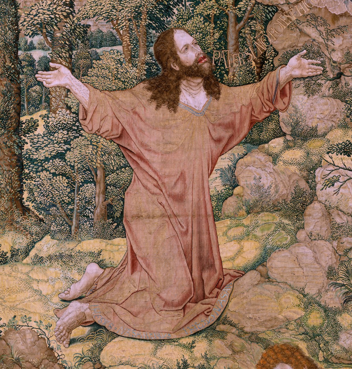 Flamsk billedvev. Serien The passion of Christ (The square passion). Kristus på Oljeberget. Produksjon Pieter de Pannemaeker, Brussel. Tegneserieskaper Barend van Orley. Omtrent 1518-1522. av Bernard van Orley