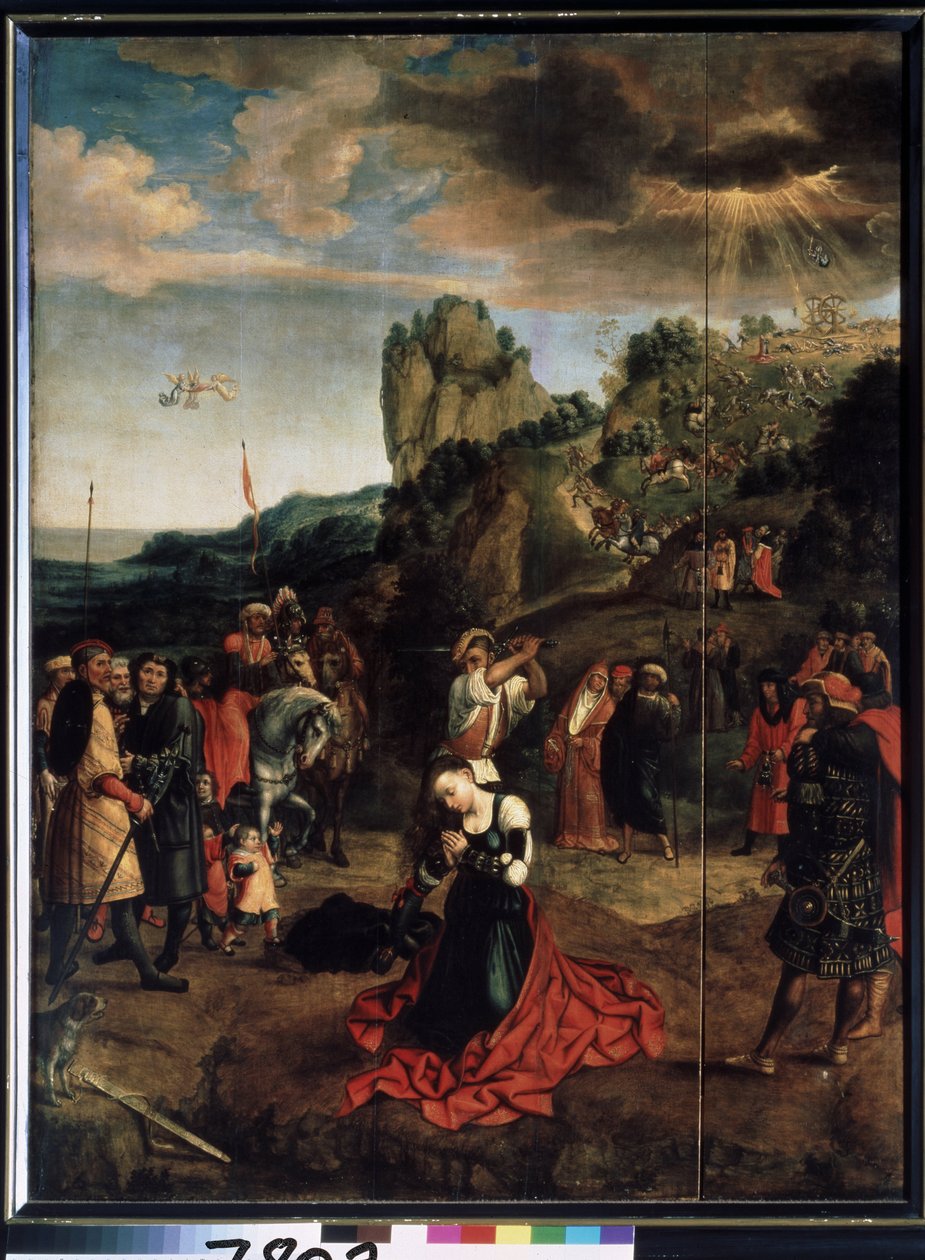 Le martyren av Sainte Catherine. (The Martyrdom of Saint Catherine) - Peinture de Bernard van Orley (Barend, Barent, Bernaert van Brussel av Bernard van Orley