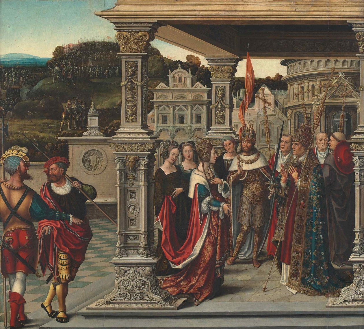 Saint Helena før paven i Roma, ca 1510-1520. av Bernard van Orley
