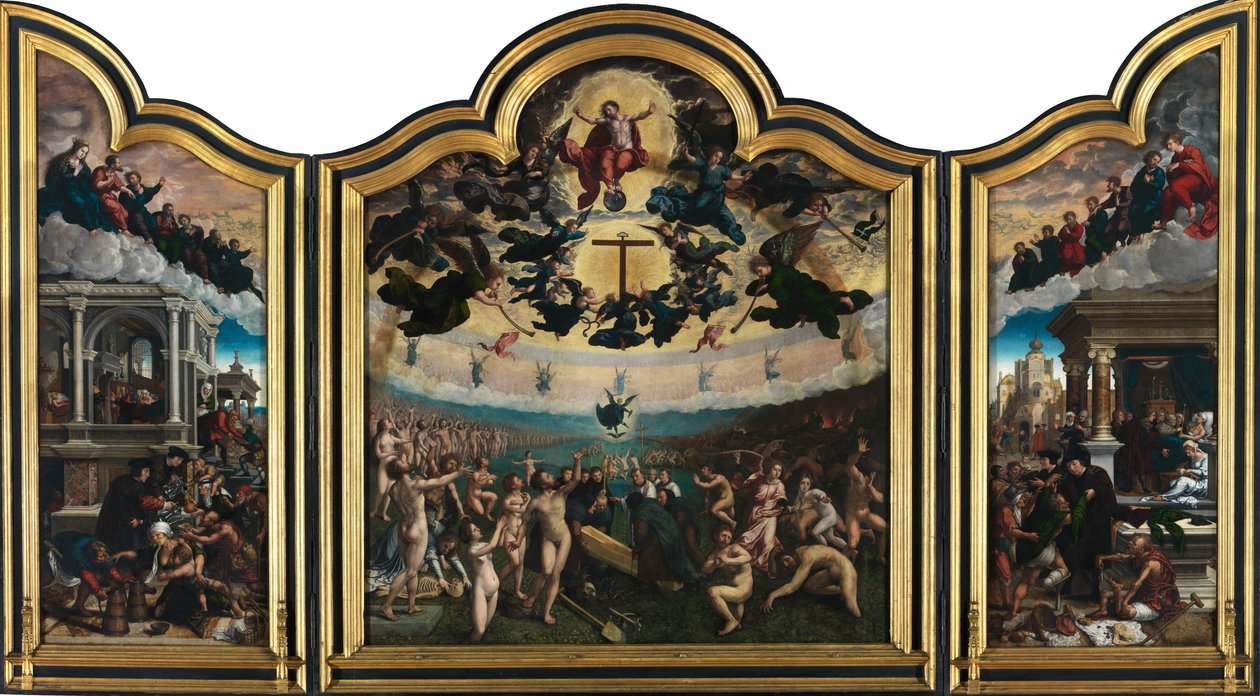 Den siste dommen og de syv barmhjertighetens verk (olje på panel) av Bernard van Orley