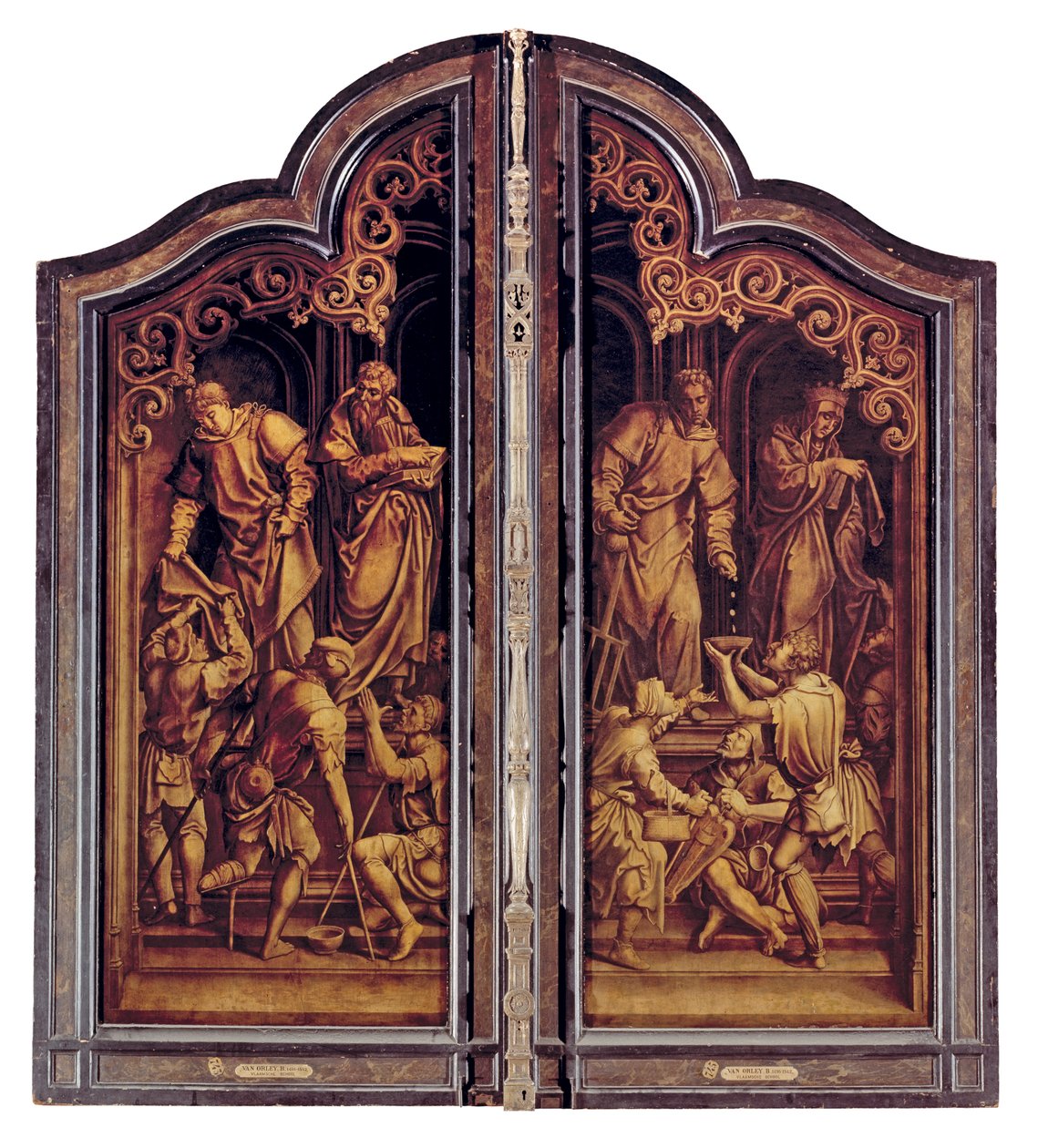 The Last Judgment and the Seven Works of Mercy, lukket (olje på panel) av Bernard van Orley