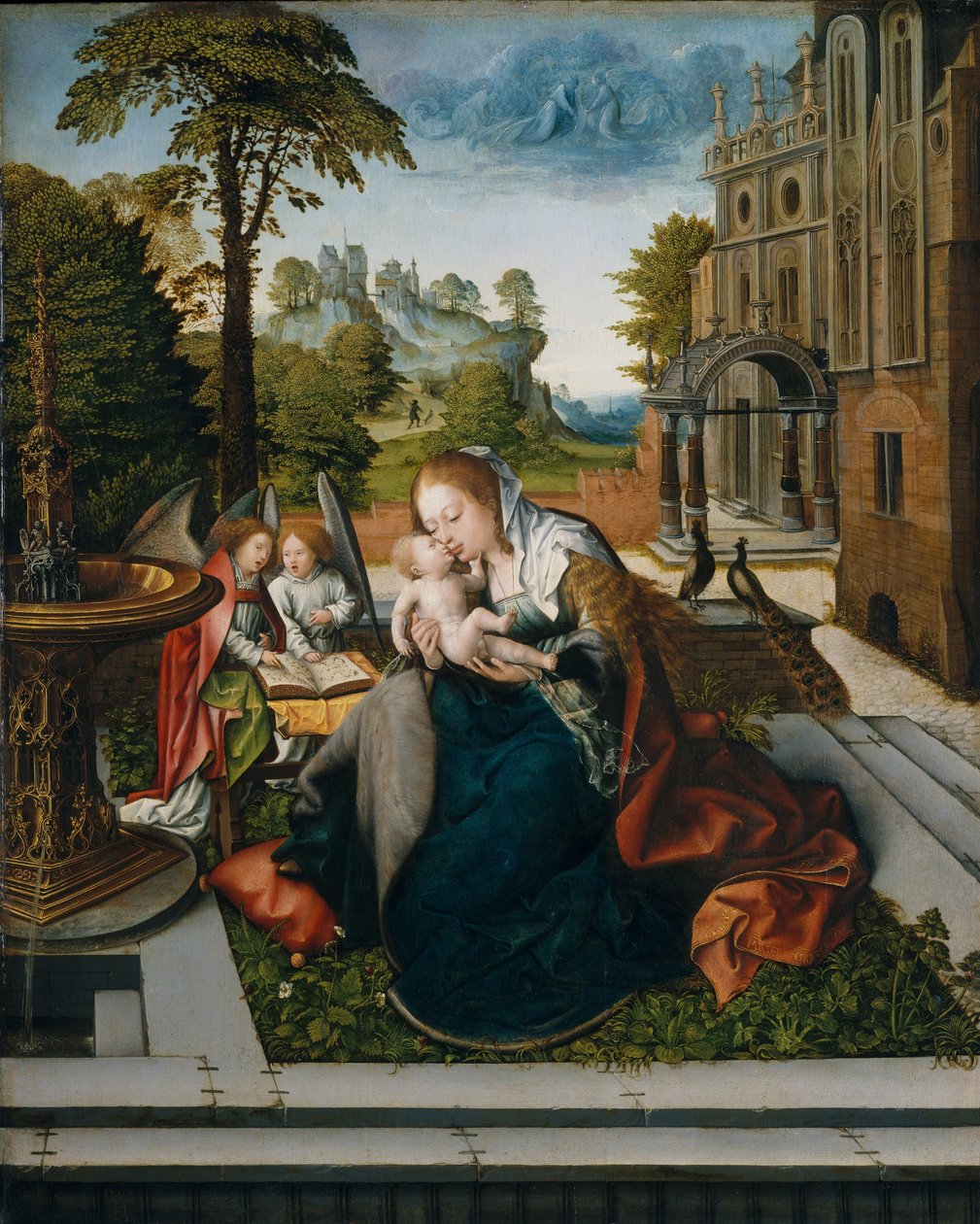 Jomfru og barn med engler, ca. 1518 av Bernard van Orley