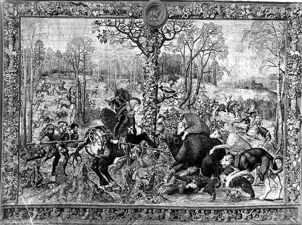The Hunts of Maximilian, Capricorn: The Boar Hunt, 1521-33 (se også 70347-50) av Bernard van after Orley