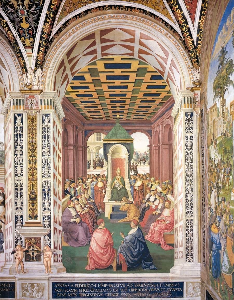 Hyllest til pave Eugenius IV i navnet til keiser Frederick III av Bernardino di Betto Pinturicchio