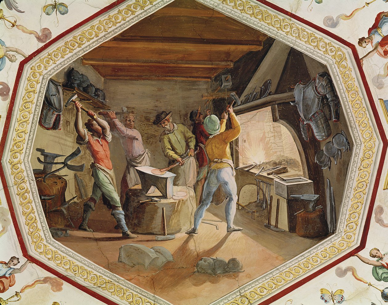 Produserer rustning av Bernardino Barbatelli Poccetti